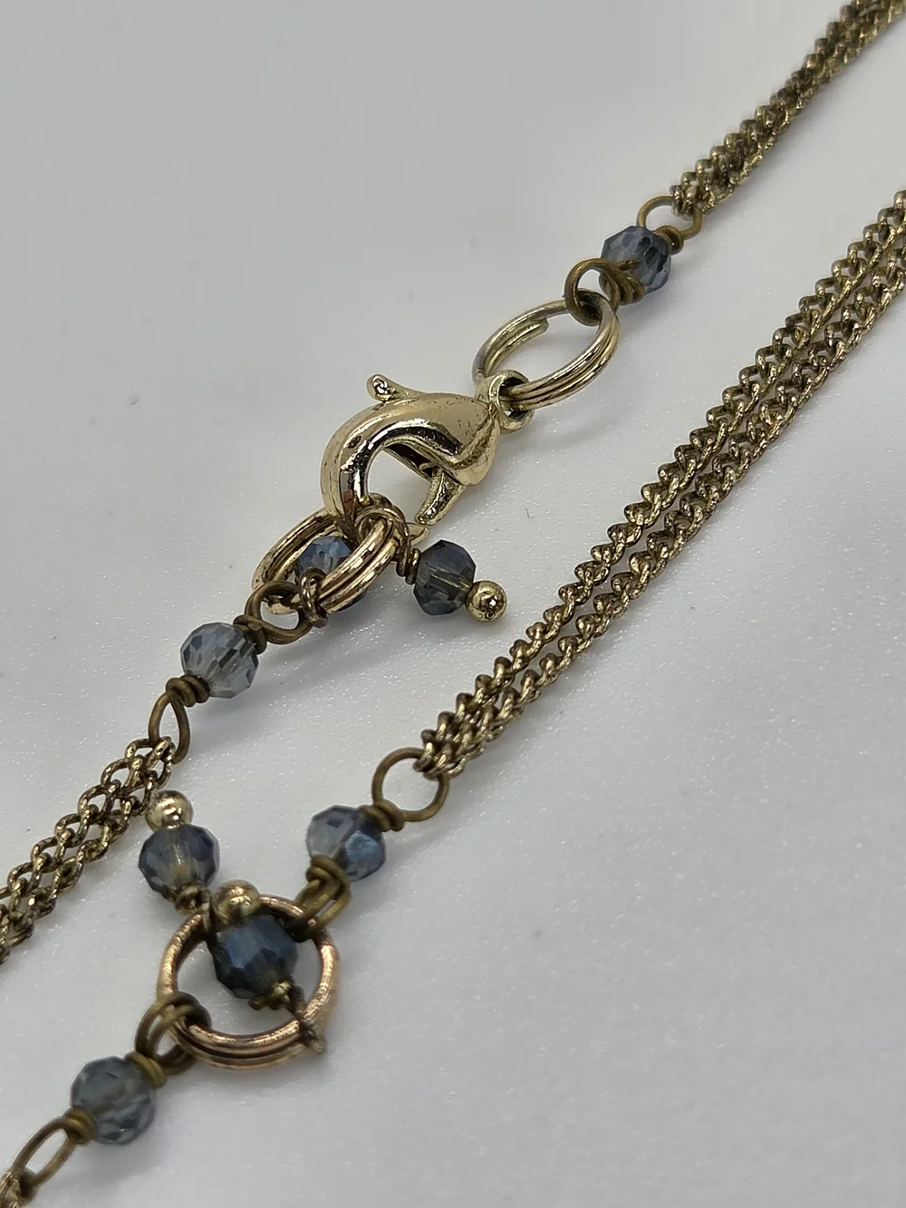 Handcrafted Blue Beaded Gold Tassel Necklace
